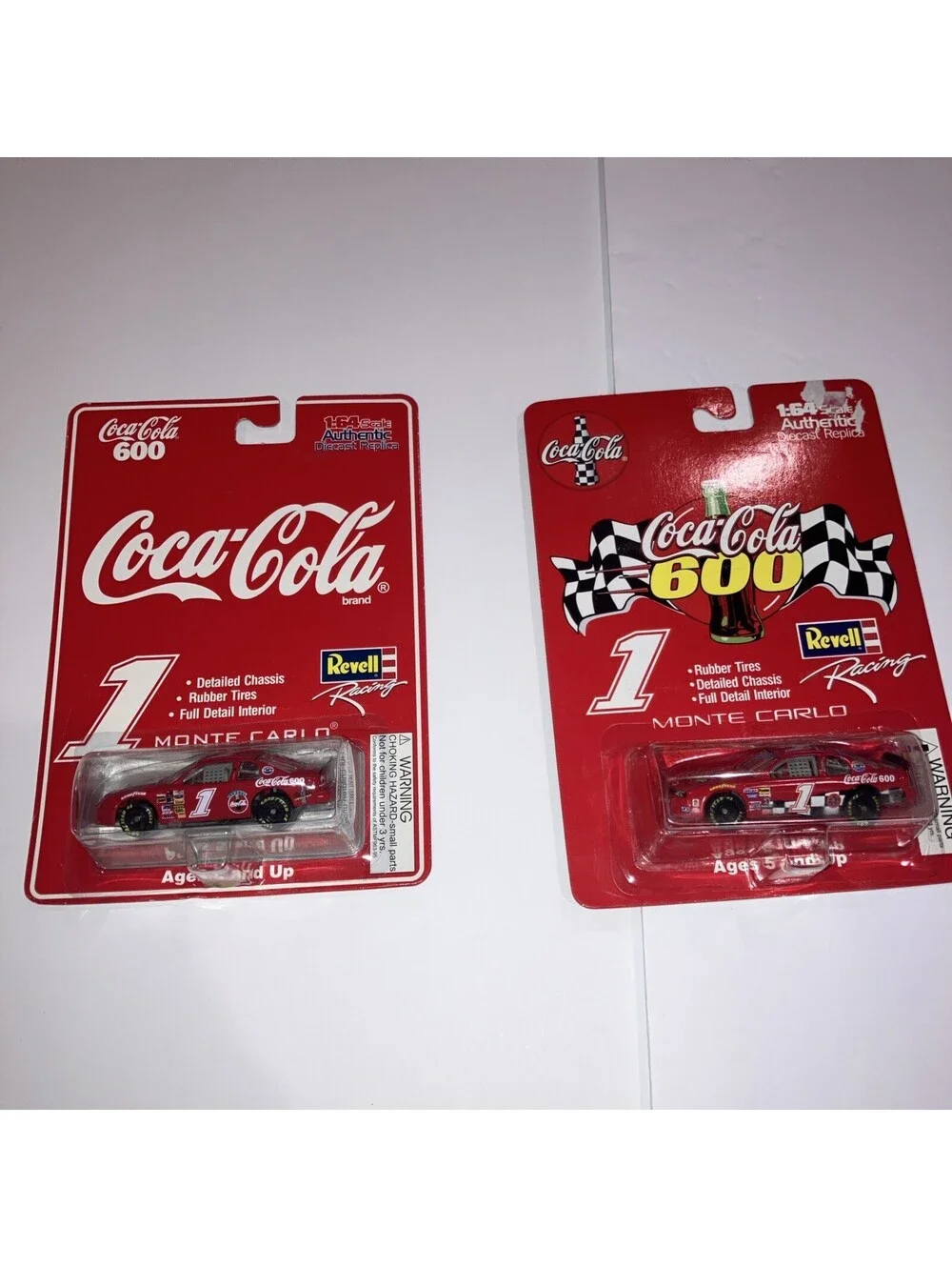 Lot Of 2 VINTAGE COCA-COLA 600 # 1 MONTE CARLO REVELL RACING 1:64 SCALE CAR